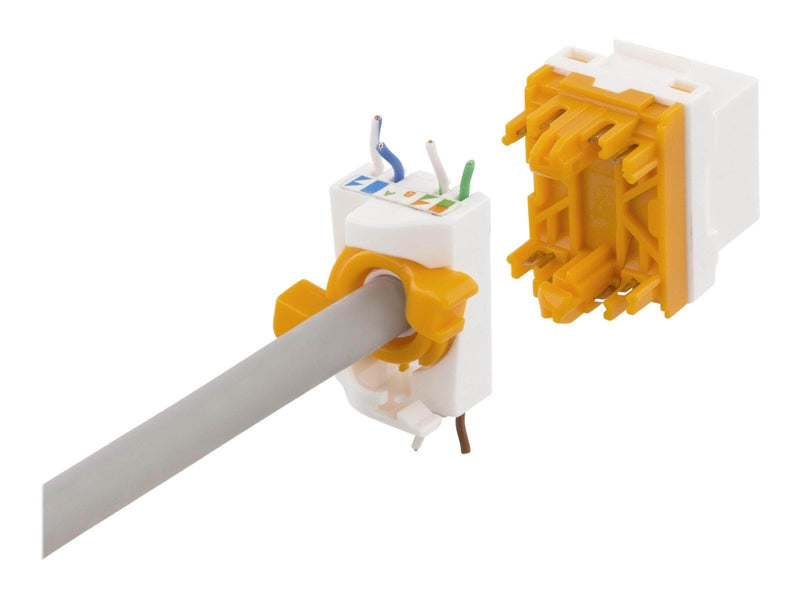 Deltaco MD-123 Cat6A Keystone jack toolless plastic white/orange
