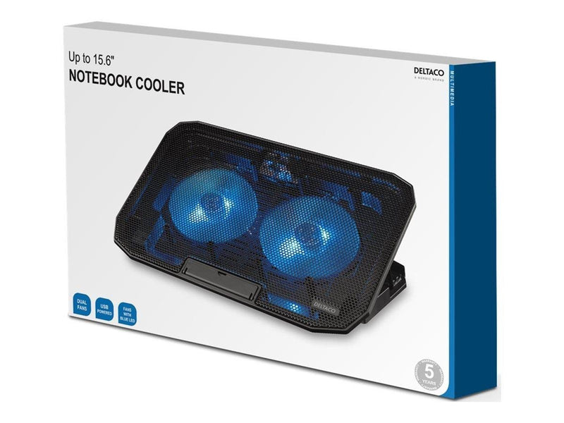 Deltaco Laptop Cooler for 15.6" lapotop 2 x 120mm fan