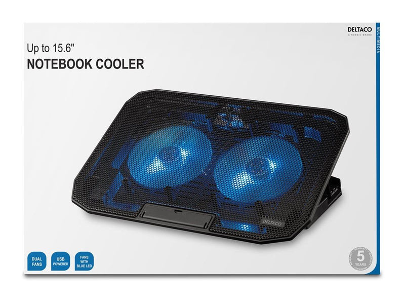 Deltaco Laptop Cooler for 15.6" lapotop 2 x 120mm fan