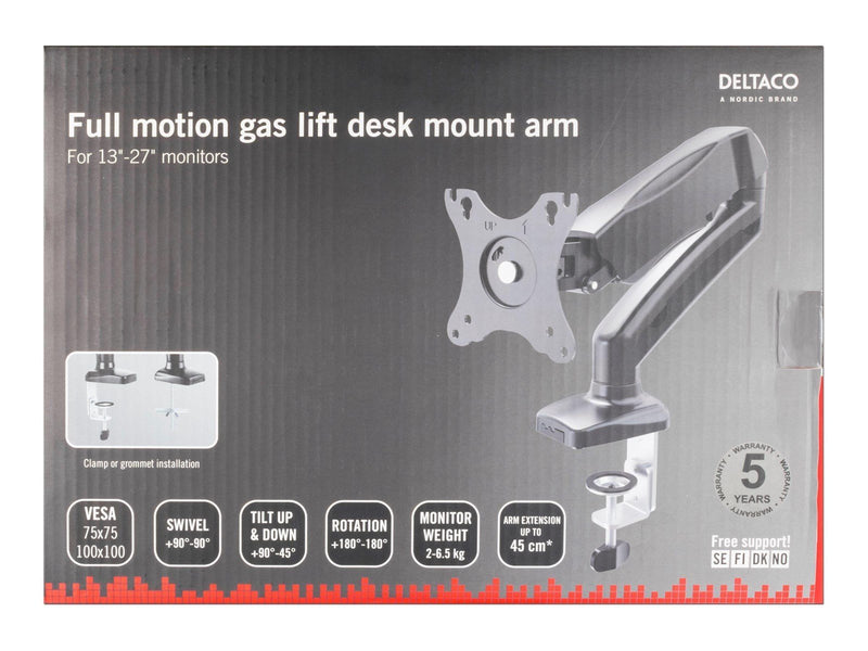 Deltaco Monitor desk mount 13-27" gas operated.