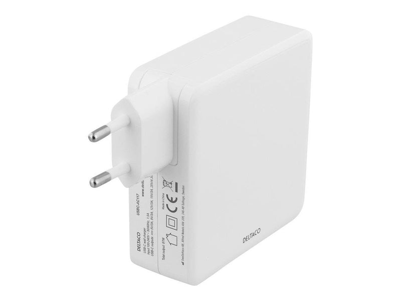 Deltaco 87W USB-C Power supply Fast charging USB