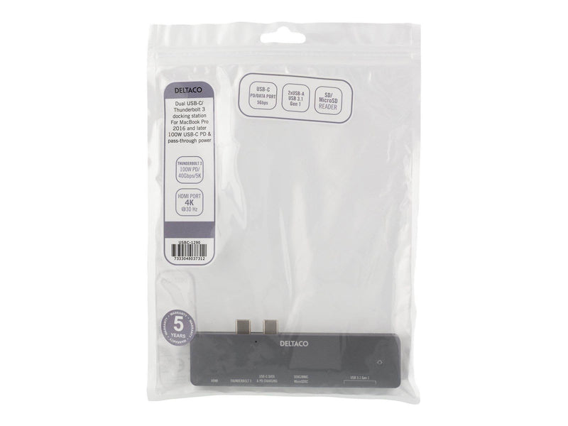 Deltaco Dual USB-C dock for MacBook Pro 2016 Thun