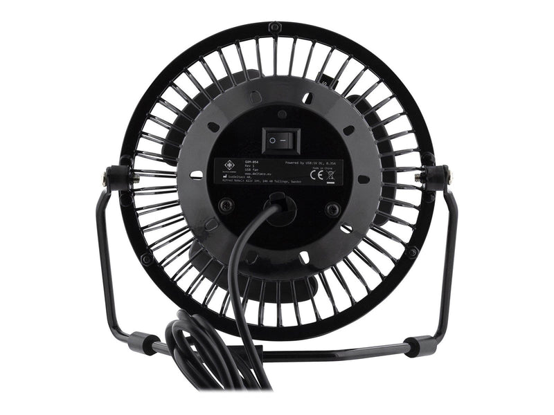 Deltaco GAMING USB desktop fan with clock black
