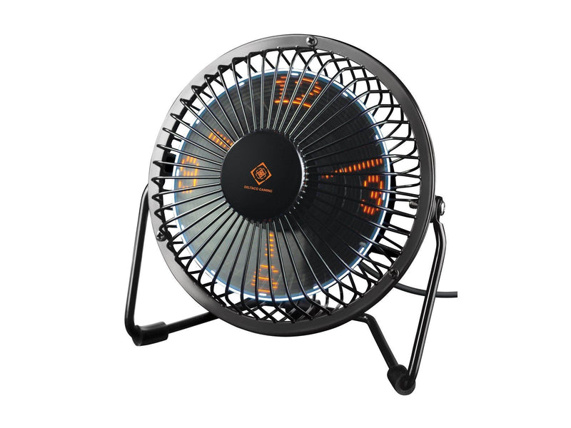 Deltaco GAMING USB desktop fan with clock black