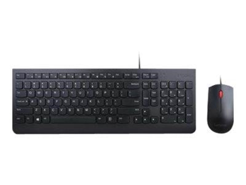 Lenovo Essential Wired Combo - keyboard and mouse set - US English with EURO symbol - Tastatur & Maus Set - Englisch - Schwarz