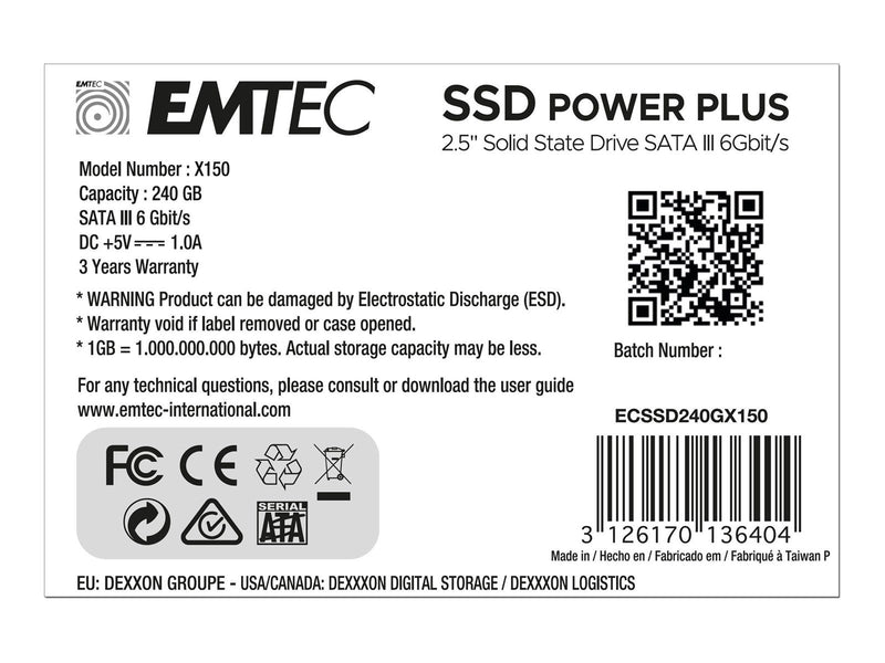 Emtec X150 Power Plus 3D NAND SSD - 240GB - SATA-600 - 2.5"