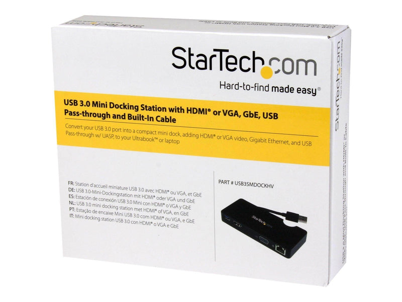 StarTech.com Travel Docking Station for Laptops - HDMI or VGA - USB 3.0 - docking station - HDMI