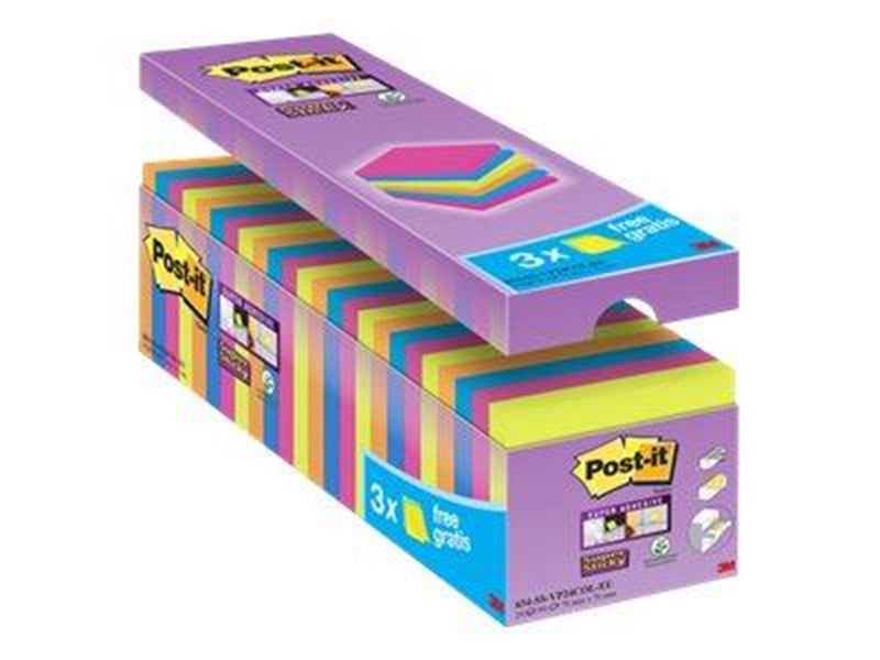 3M Post-it Super Sticky 76x76mm 24x 90 Sheets Assorted