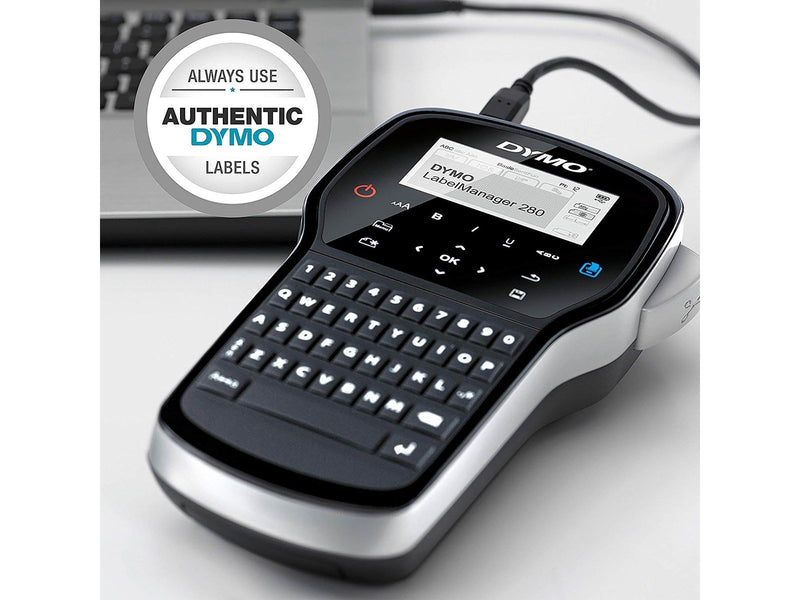 DYMO LabelManager 280 Etikettendrucker mit 2 Rollen D1 Etiketten & Tragetasche