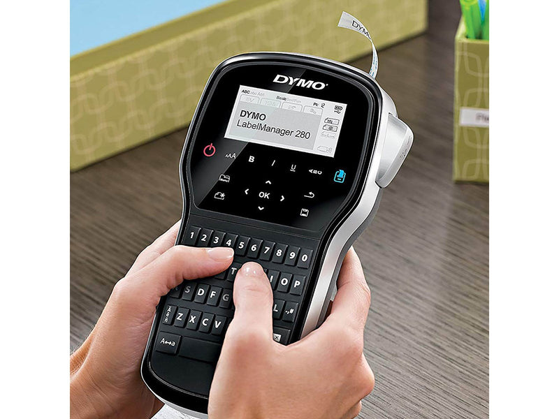 DYMO LabelManager 280 Etikettendrucker mit 2 Rollen D1 Etiketten & Tragetasche