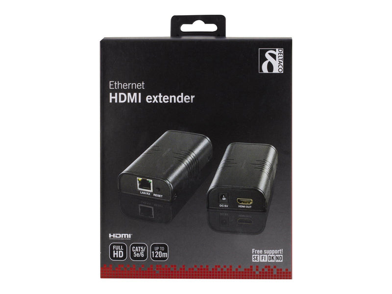 Deltaco Ethernet HDMI-forlænger op til 120m