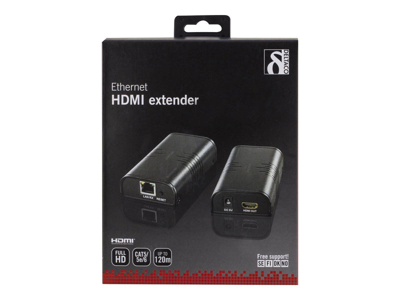 Deltaco Ethernet HDMI-forlænger op til 120m