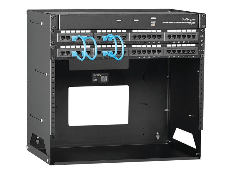 StarTech.com Wall-Mount Server Rack with Built-in Shelf - Solid Steel - 8U rack (wall mount) - 8U