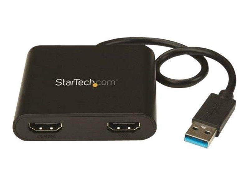 StarTech.com USB to Dual HDMI Adapter - USB to HDMI Adapter - 4K - external video adapter - MCT Trigger II - 64 MB - black