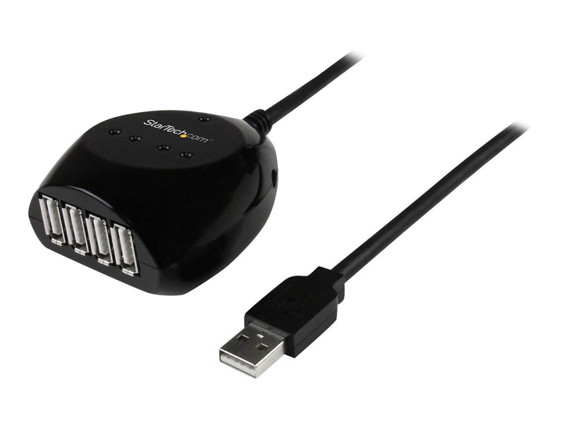 StarTech.com 15m USB 2.0 Active Cable with 4 Port Hub - hub - 4 ports USB-Hubs - 4 - Schwarz