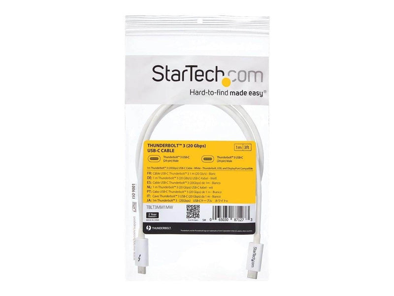StarTech.com Thunderbolt 3 (20Gbps) USB C Cable - White - 1m