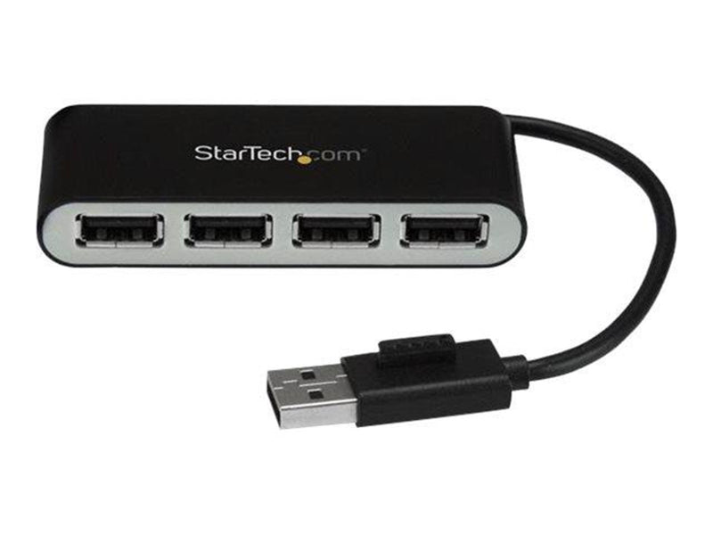 StarTech.com 4-Port Portable USB 2.0 Hub with Built-in Cable - hub - 4 ports USB-Hubs - 4 - silber