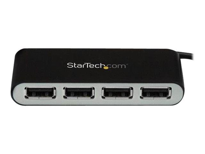 StarTech.com 4-Port Portable USB 2.0 Hub with Built-in Cable - hub - 4 ports USB-Hubs - 4 - silber