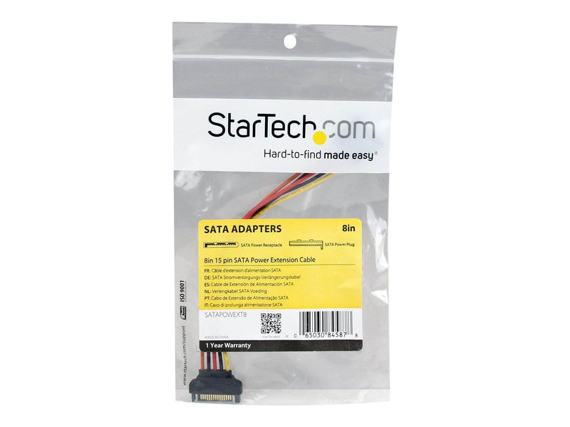 StarTech.com 15 pin SATA Power Extension Cable - power extension cable - 20.3 cm