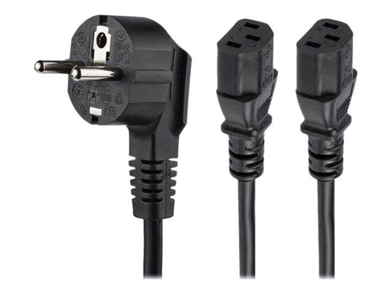 StarTech.com C13 Power Cord - Schuko to 2x C13 - Y Splitter Power Cable - power cable - 2 m