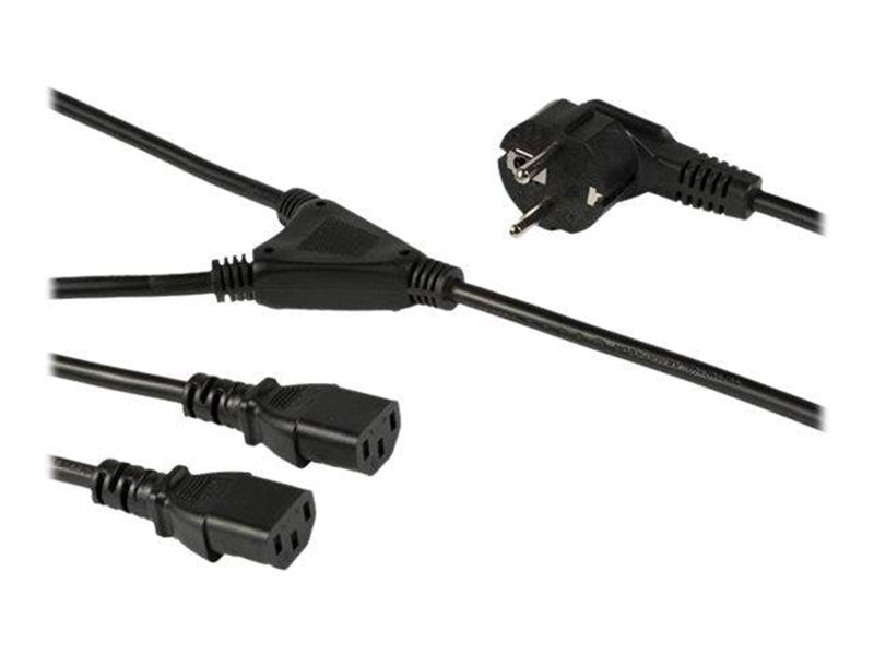 StarTech.com C13 Power Cord - Schuko to 2x C13 - Y Splitter Power Cable - power cable - 2 m