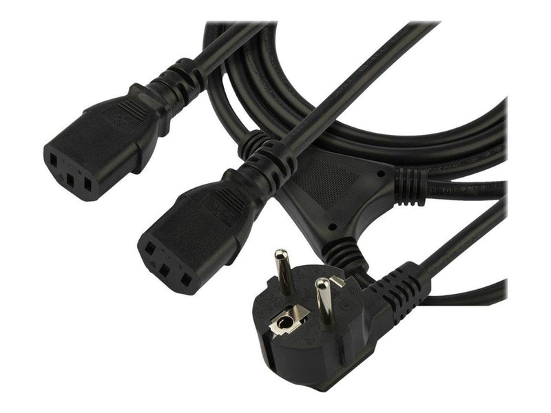 StarTech.com C13 Power Cord - Schuko to 2x C13 - Y Splitter Power Cable - power cable - 2 m