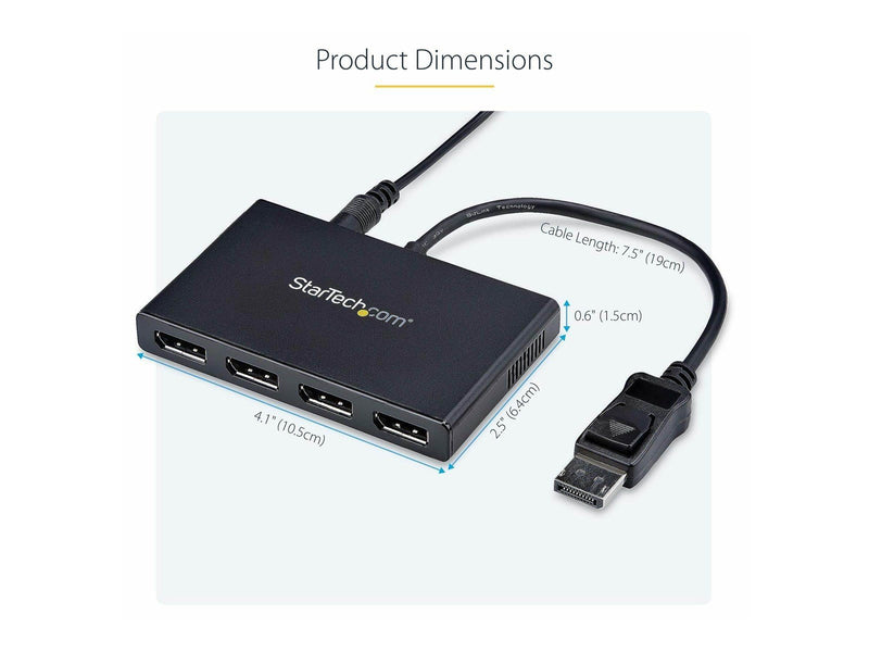 StarTech.com DisplayPort to DP Multi Monitor Splitter - 4-Port MST Hub - video splitter - 4 ports