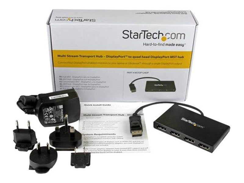 StarTech.com DisplayPort to DP Multi Monitor Splitter - 4-Port MST Hub - video splitter - 4 ports