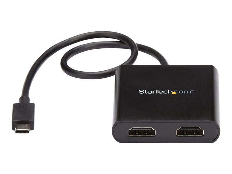 StarTech.com 2-Port USB-C to HDMI MST Hub - 4K Dual Monitor Splitter - external video adapter - black