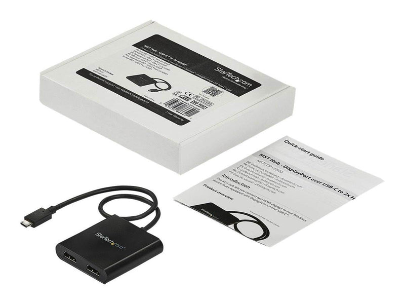 StarTech.com 2-Port USB-C to HDMI MST Hub - 4K Dual Monitor Splitter - external video adapter - black