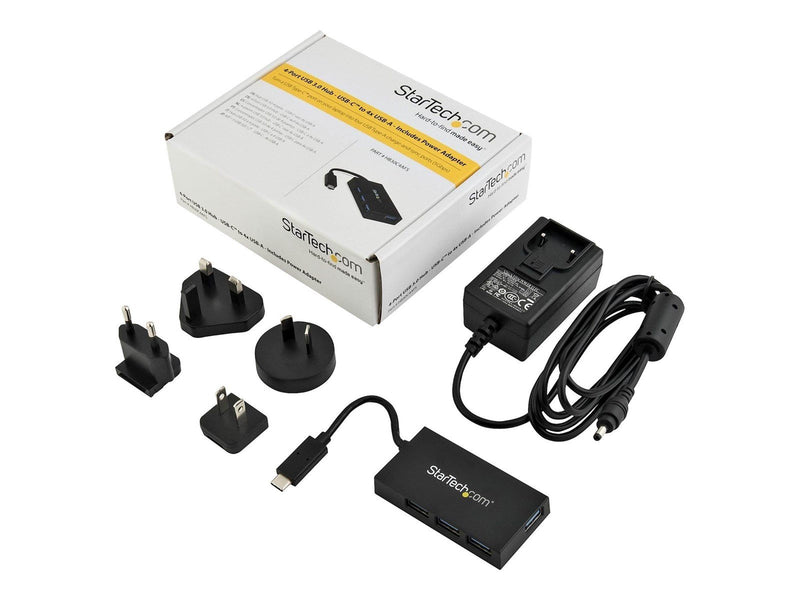 StarTech.com 4-Port USB-C Hub - USB-C to 4x USB-A - USB 3.0 Hub - Includes Power Adapter - hub - 4 ports USB-Hubs - USB 3.2 - 4