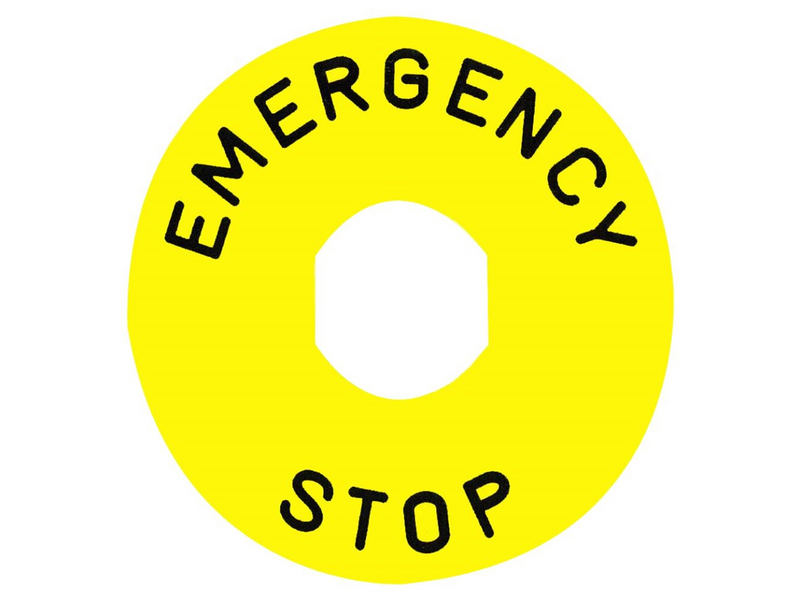 Schneider Electric E. stop legend plate