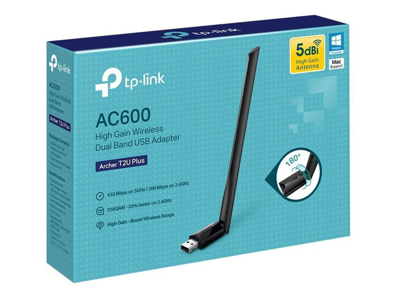 TP-Link Archer T2U Plus AC600 High Gain Wireless Dual Band USB Adapter