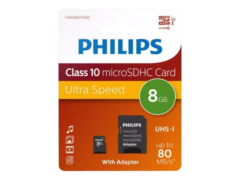 Philips FM08MP45B - flash memory card - 8 GB - microSDHC UHS-I
