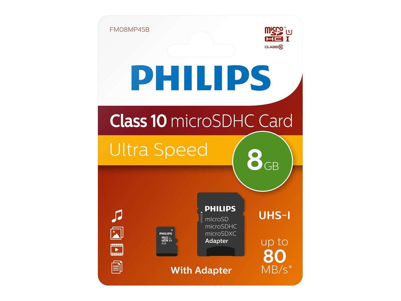 Philips FM08MP45B - flash memory card - 8 GB - microSDHC UHS-I