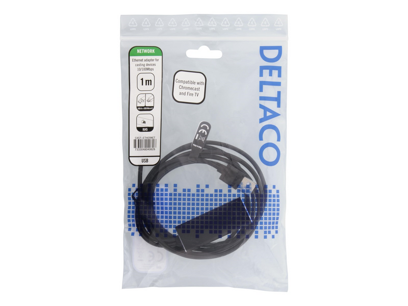 Deltaco Ethernet adapter for casting devices 1m
