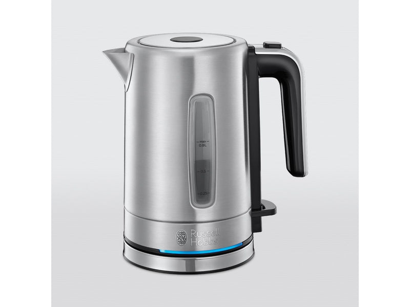 Russell Hobbs Wasserkocher Compact Home 24190-70 - Gebürstetes Rostfreies Stahl/Schwarz - 2200 W
