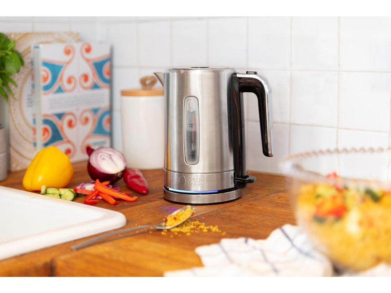 Russell Hobbs Wasserkocher Compact Home 24190-70 - Gebürstetes Rostfreies Stahl/Schwarz - 2200 W