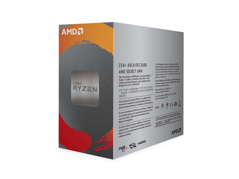 AMD Ryzen 3 3200G Wraith Spire CPU - 4 Kerne - 3.6 GHz - AMD AM4 - AMD Boxed (mit Kühler)