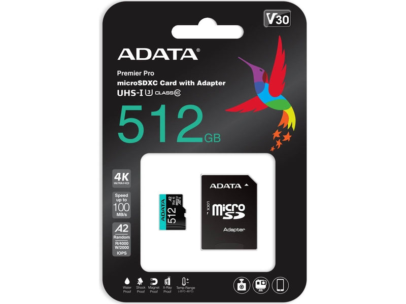A-Data Premier Pro MicroSD/SD V30S - 100MB/s - 512GB