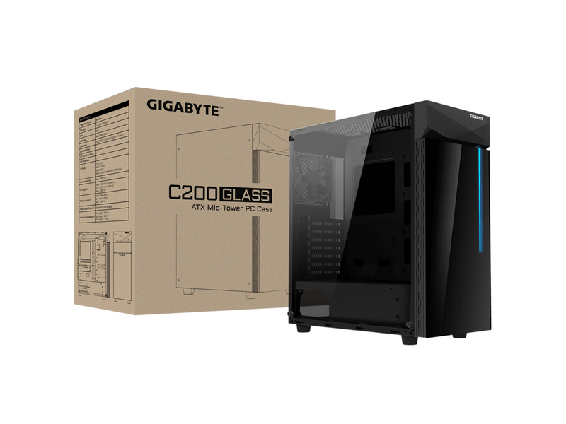 GIGABYTE C200 GLASS - Gehäuse - Miditower - Schwarz