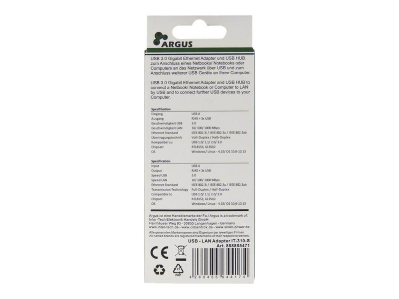 Inter-Tech Argus IT-310-S USB-Hubs - 3 - silber