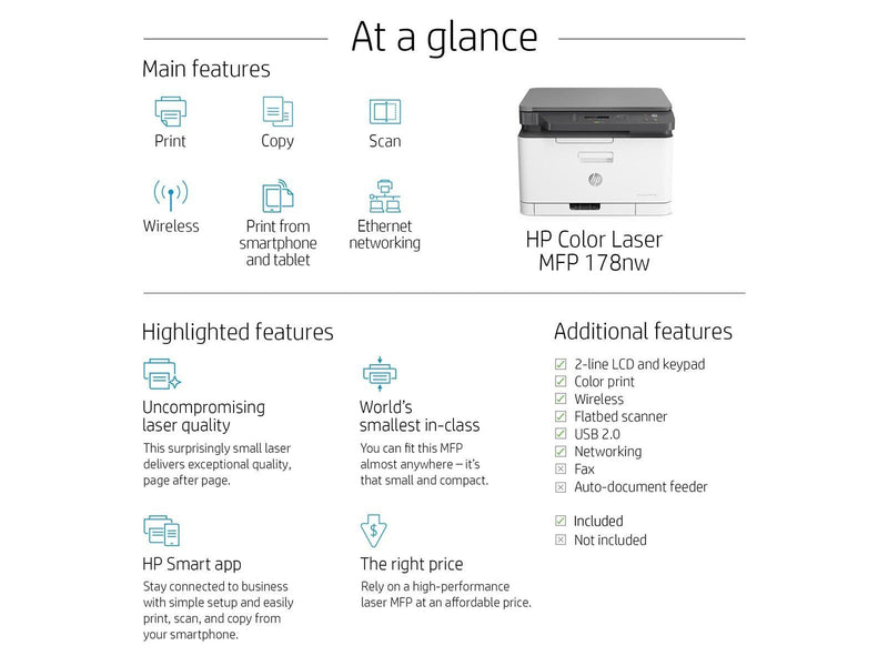 HP Color Laser MFP 178nw All in One Laserdrucker Multifunktion - Farbe - Laser