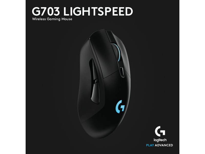 Logitech G703 LIGHTSPEED HERO Wireless - Gaming Maus (Schwarz mit RGB)