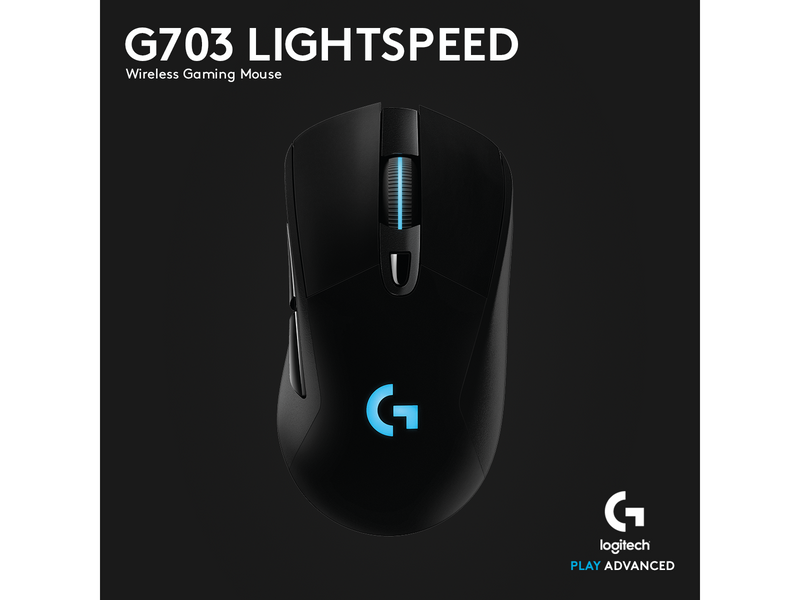 Logitech G703 LIGHTSPEED HERO Wireless - Gaming Maus (Schwarz mit RGB)