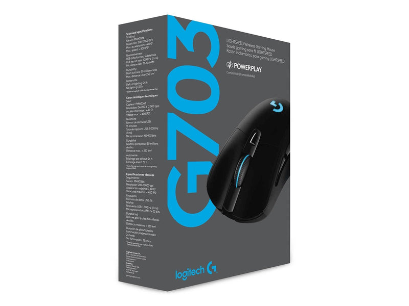 Logitech G703 LIGHTSPEED HERO Wireless - Gaming Maus (Schwarz mit RGB)