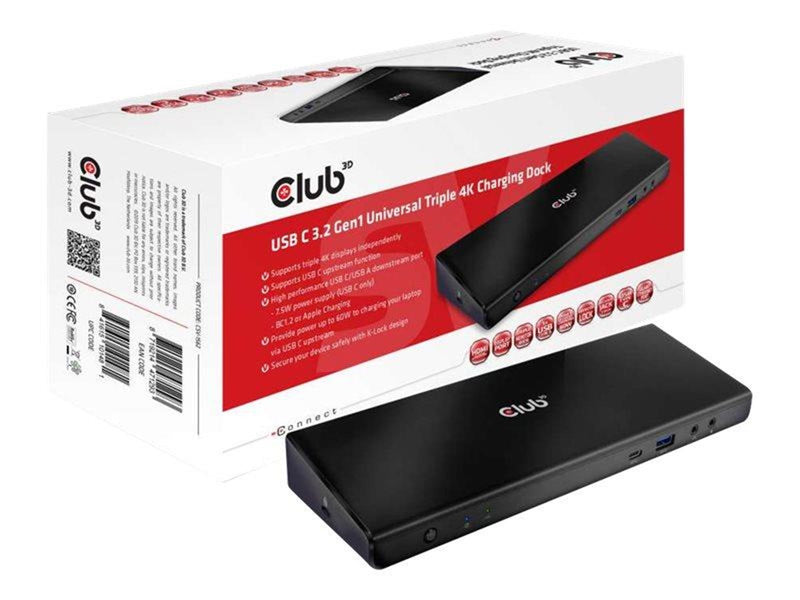Club 3D Club3D SenseVision Connect USB C 3.2 Gen1 Universal Triple 4K Charging Dock