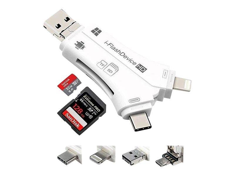 CoreParts Memory card reader - Lightning/USB 2.0/USB-C/micro USB