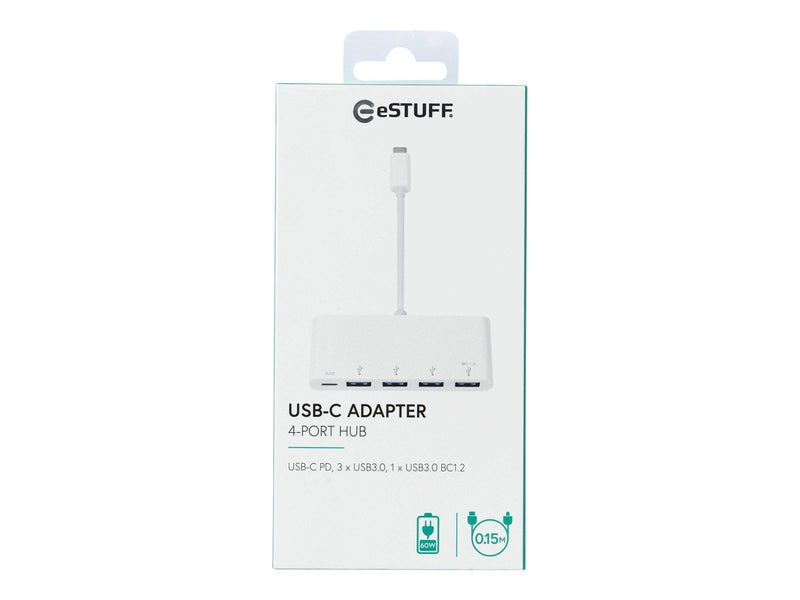 eSTUFF USB-C Charging hub - hub - 4 ports USB-Hubs - USB 3.2 - 4 - Weiß