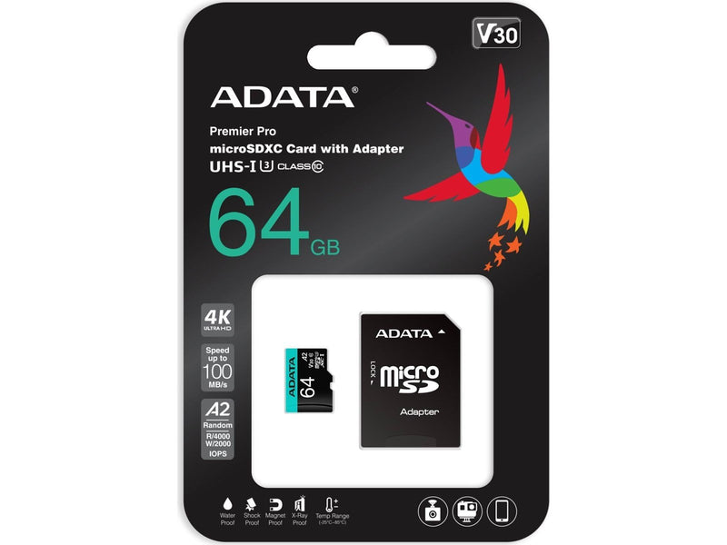 A-Data Premier Pro MicroSD/SD V30S - 100MB/s - 64GB